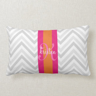 Coussin Rectangle Chevron rose gris élégant moderne personnalisé