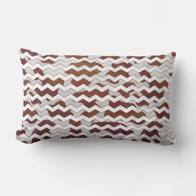 Coussin Rectangle Chevron Vache Brown et blanc (Recto)