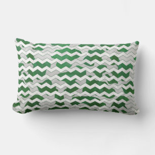 Coussin Rectangle Chevron Vache Imprimé Vert et Blanc