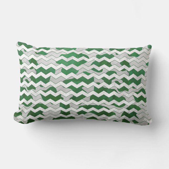 Coussin Rectangle Chevron Vache Imprimé Vert et Blanc (Recto)