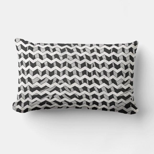 Coussin Rectangle Chevron Zebra noir et gris (Recto)