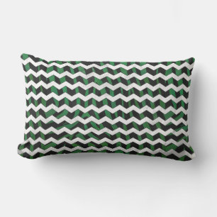 Coussin Rectangle Chevron Zèbre Imprimé Noir et Vert