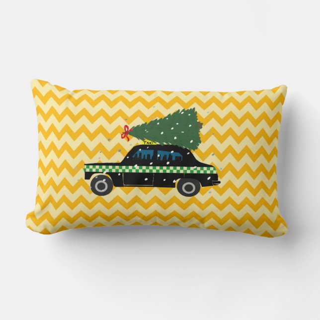 Coussin Rectangle Chevron Zig Zag Pastel Taxi Jaune Noël (Recto)
