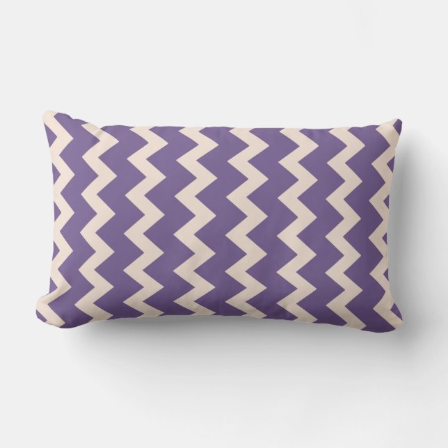 Coussin Rectangle Chevron zigzag naturel rose pâle violet clair (Recto)