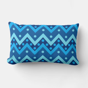 Coussin Rectangle Chevrons et points - nuances bleu ciel
