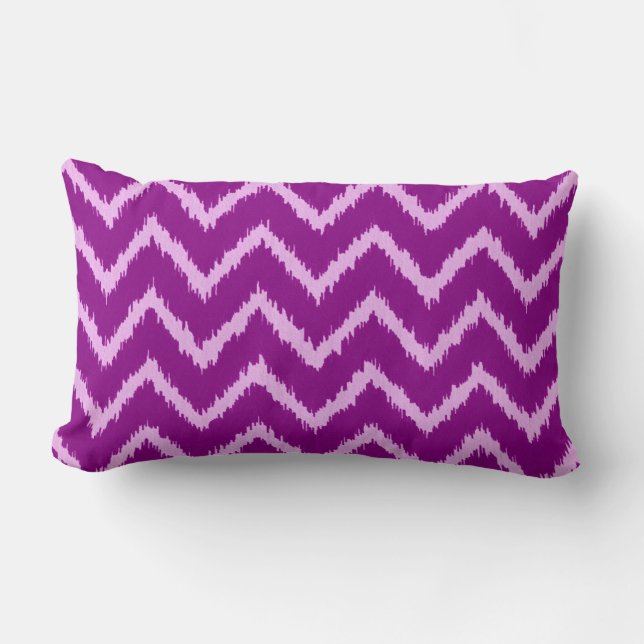 Coussin Rectangle Chevrons Ikat - Pourpre améthyste et orchidée clai (Recto)