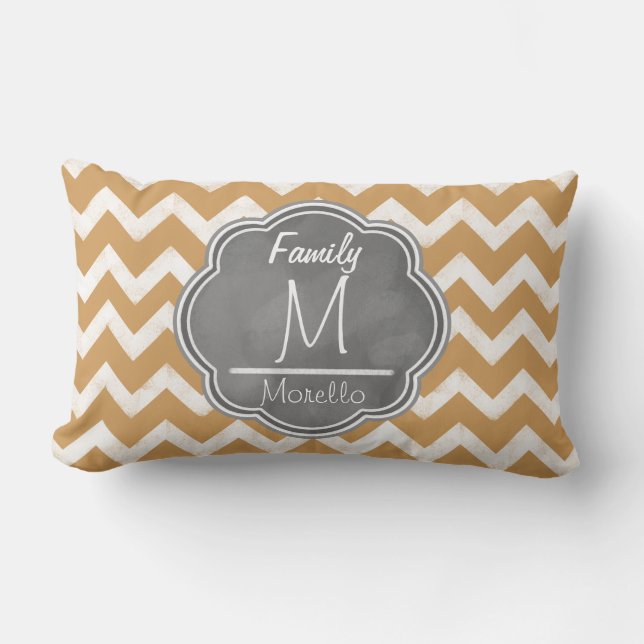 Coussin Rectangle Chevrons Monogramme de tableau blanc moderne (Recto)