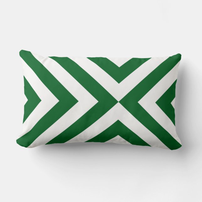 Coussin Rectangle Chevrons verts et blancs (Recto)