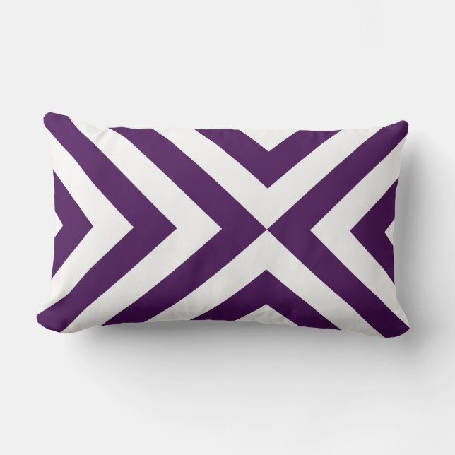 Coussin Rectangle Chevrons violets et blancs (Recto)