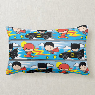 Coussin Rectangle Chibi Flash, Superman et Batman Racing Motif
