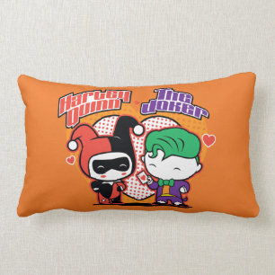 Coussin Rectangle Chibi Harley Quinn & Chibi Joker Coeurs