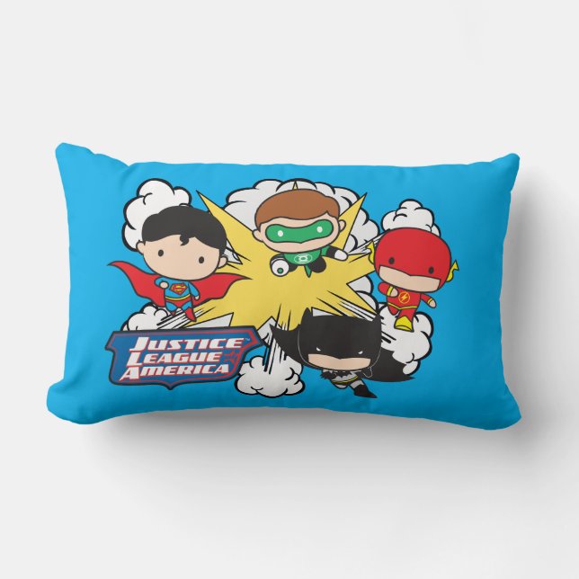 Coussin Rectangle Chibi Justice League of America Explosion (Recto)
