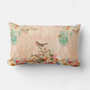 Coussin Rectangle Chic Chic, oiseau, papillon, dentelle, floral, ch
