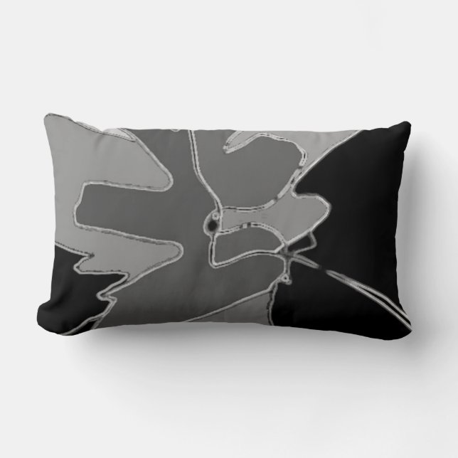Coussin Rectangle Chic noir et gris Art Abstrait moderne (Recto)