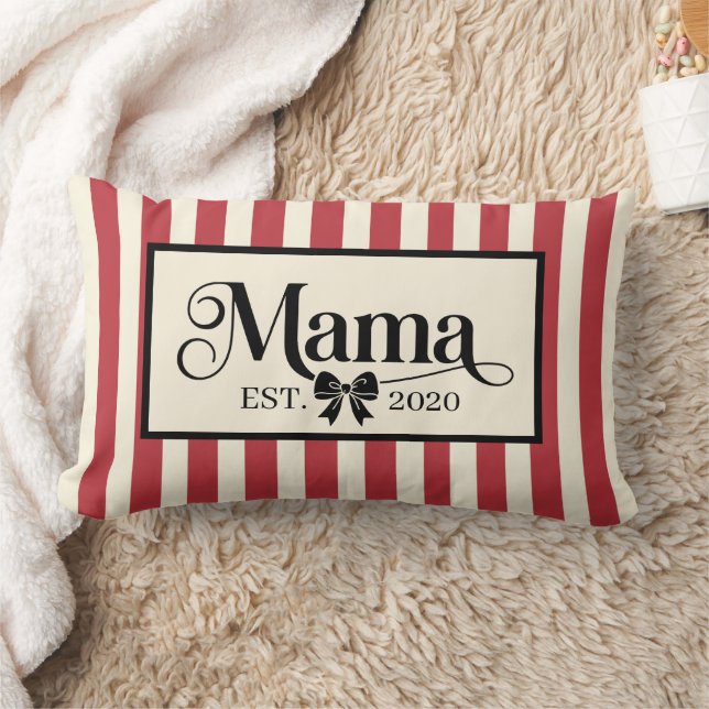 Coussin Rectangle Chic rayures rouges personnalisé souvenir de maman (Couverture)