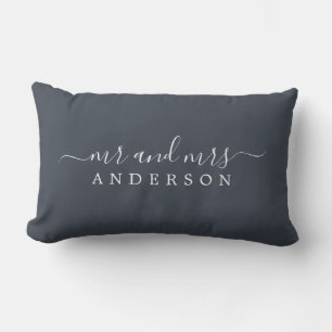 Coussin Rectangle Chic Script M. Mme Charcoal Blue Monogramme nouvel