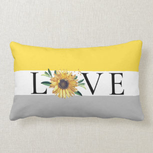 Coussin Rectangle Chic Tournesol gris Jaune Mariage Amour