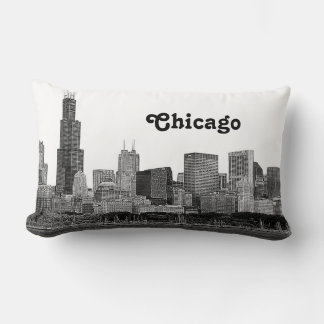Coussin Rectangle Chicago Skyline Gravé