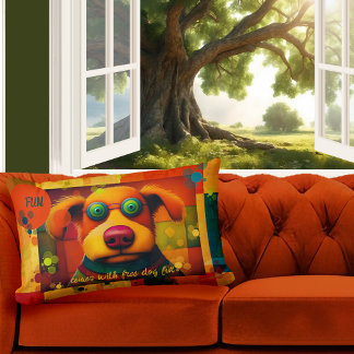 Coussin Rectangle Chien artistique coloré amusant