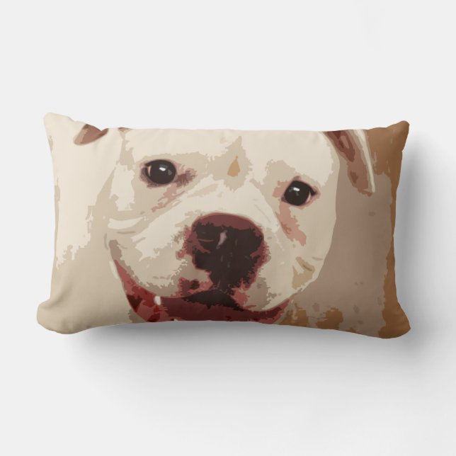 Coussin Rectangle chien blanc de boxeur (Recto)