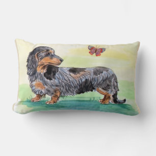 Coussin Rectangle Chien Dachshund Avec Papillon