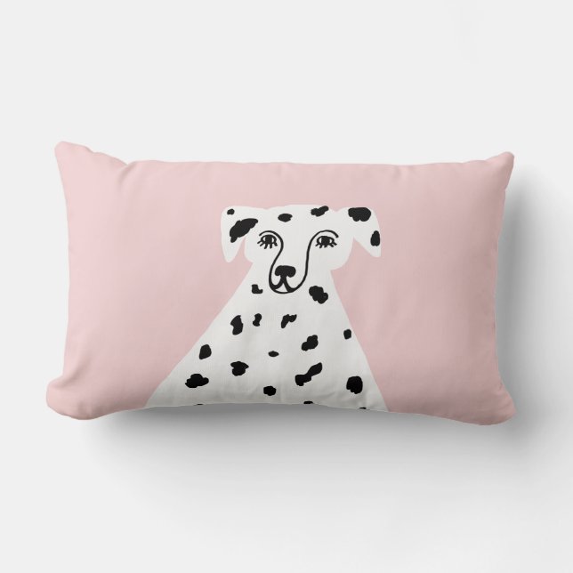 Coussin Rectangle Chien dalmate - Illustration Abstraite rose (Recto)