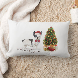 Coussin Rectangle Chien de Noël Noir et Blanc