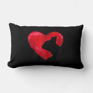 Coussin Rectangle Chien du Coeur de Chien de Fer Français Silhouette