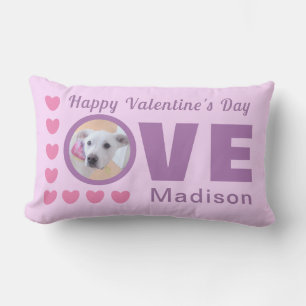 Coussin Rectangle Chien mignon amour Coeurs Valentines Jour Lavande