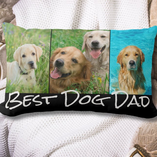 Coussin Rectangle Chien papa 3 Photo Collage (Créateur téléchargé)