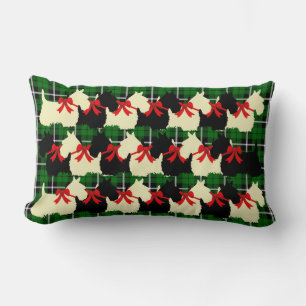 Coussin Rectangle Chien Scottish Terrier à carreaux vert île