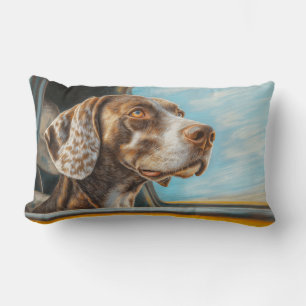 Coussin Rectangle Chien tacheté sur une voiture Aventure Art Imprime
