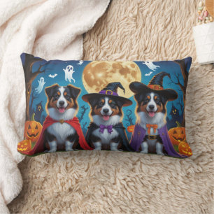 Coussin Rectangle Chiens bergers australiens Citrouille Halloween dr