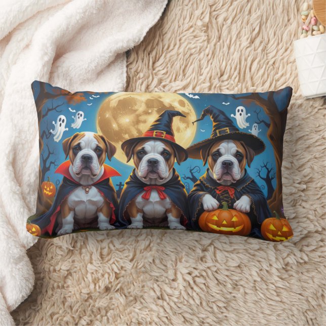 Coussin Rectangle Chiens Bullmastiff Citrouille Halloween Funny (Couverture)