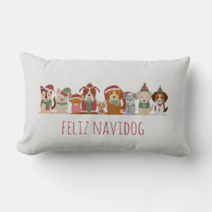 Coussin Rectangle Chiens de Noël Feliz Navidog