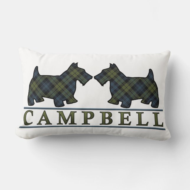 Coussin Rectangle Chiens de Scottie de tartan de Campbell d'écossais (Recto)