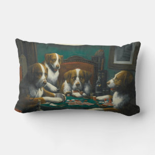 Coussin Rectangle Chiens de St Bernard Jouant au Poker