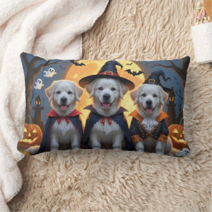 Coussin Rectangle Chiens des grandes Pyrénées Citrouille Halloween d