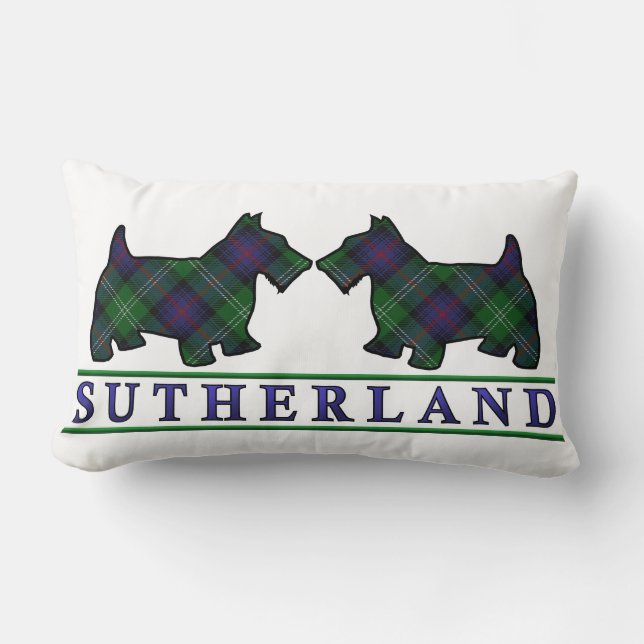 Coussin Rectangle Chiens écossais de Scottie de tartan de Sutherland (Recto)