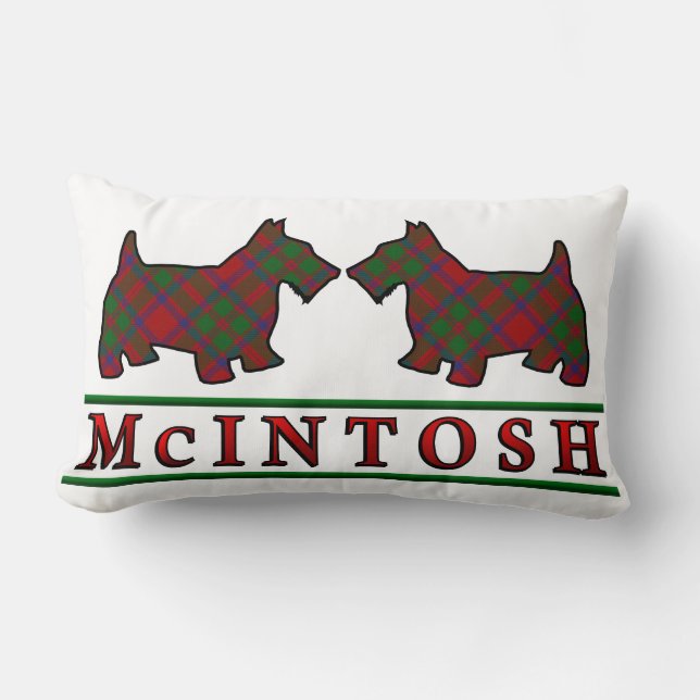 Coussin Rectangle Chiens écossais du Clan McIntosh Tartan (Recto)