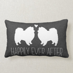 Coussin Rectangle Chiens Esquimaux Américains avec Cœur et Texte