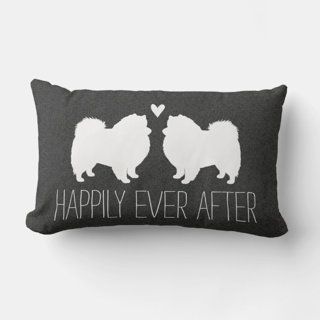 Coussin Rectangle Chiens Esquimaux Américains avec Cœur et Texte (Recto)