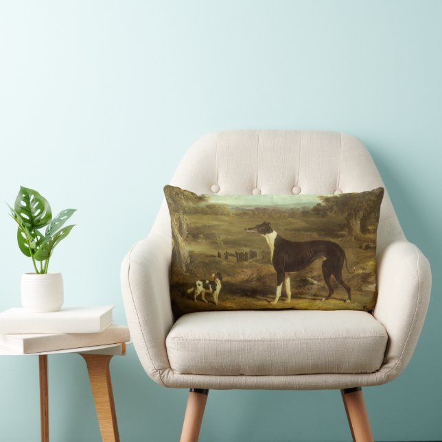 Coussin Rectangle Chiens, Greyhound et Espagnol, Docteur Fop par Her (Chaise)