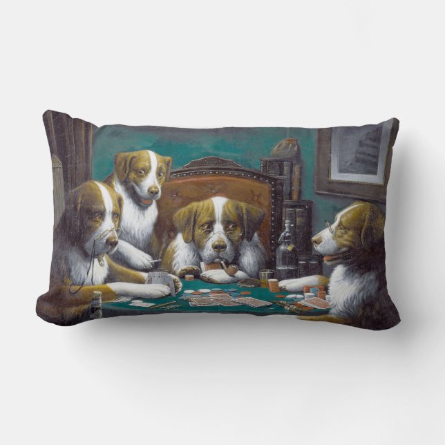 Coussin Rectangle Chiens jouant au poker Cassius Marcellus Coolidge  (Recto)