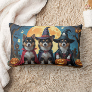 Coussin Rectangle Chiens lapons finlandais Citrouille Halloween drôl
