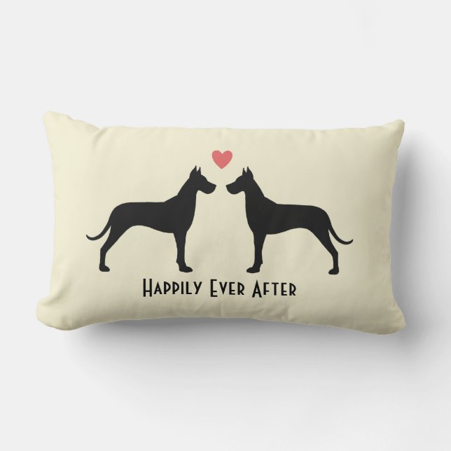 Coussin Rectangle Chiens Mariages des Grands Danois | Couple heureux (Recto)