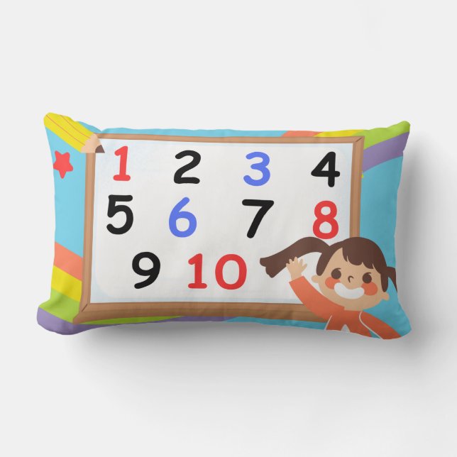 Coussin Rectangle Chiffres Arc-en-ciel - Enfant éducatif (Recto)