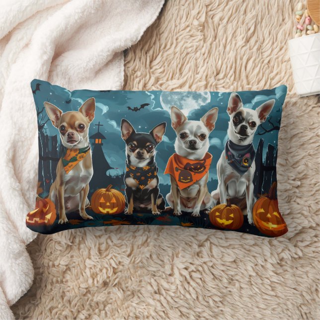 Coussin Rectangle Chihuahua Halloween Éffrayant (Couverture)