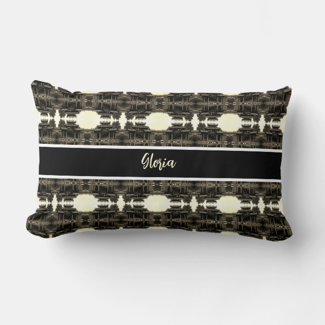 Coussin Rectangle Chine ancienne Canton Foshan temple ancestral  (Recto)
