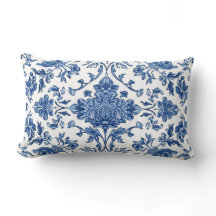 Chinoiserie florale bleue aquarelle blanche